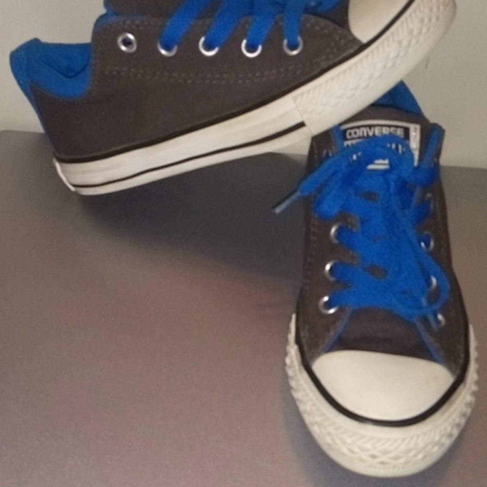 Converse Kids' Charcoal and Electric Blue Sneakers